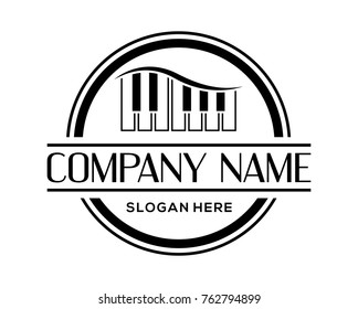 Circle Black and White Electronic Devices Piano Music Vintage Logo