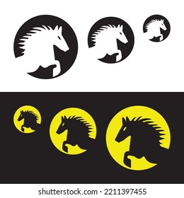 Circle black and white horse logo design