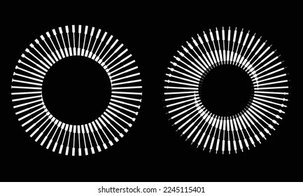 Circle with black and white lines. Stripes icon or logo in yin and yang style.