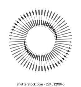 Circle with black and white lines. Stripes icon or logo in yin and yang style.