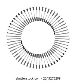 Circle with black and white lines. Stripes icon or logo in yin and yang style.