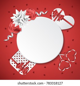 circle blank page with heart gift and lollipop candy for valentine day