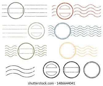 Circle Blank postal and line stamps set.illustration vector