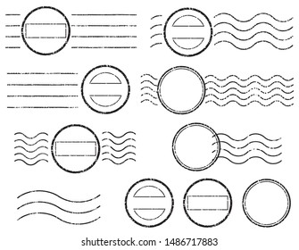 Circle Blank postal and line stamps set.illustration vector