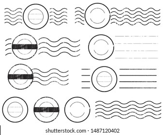 Circle Blank postal and line stamps set.illustration vector