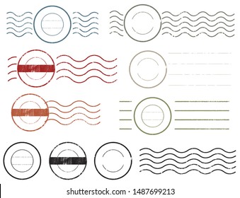 Circle Blank postal and line stamps set.illustration vector