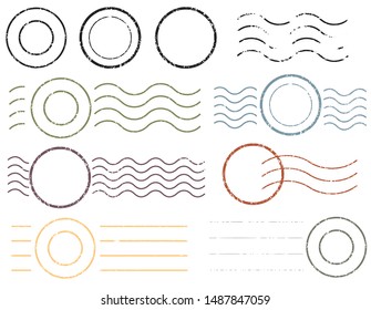 Circle Blank postal and line stamps set.illustration vector