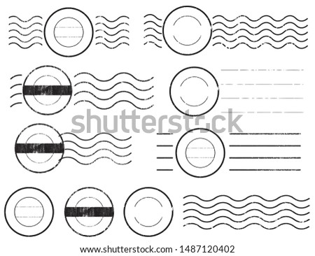 Circle Blank postal and line stamps set.illustration vector