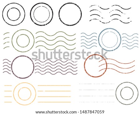 Circle Blank postal and line stamps set.illustration vector