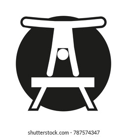 Circle Block Pommel Horse Front Hand Stand Sport Outline Figure Symbol Vector