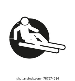 Circle Block Skiing Outline Sport Figure Symbol Vector Illustration Graphic