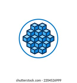 Circle with Blockchain Blocks vector concept blue icon or Block-chain Crypto modern round symbol