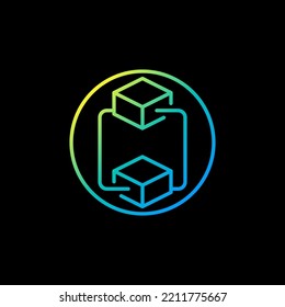 Circle with Blockchain Technology linear vector concept colorful icon or symbol on dark background