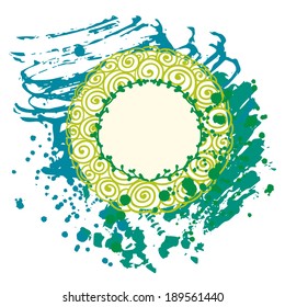 circle and blots bright green background