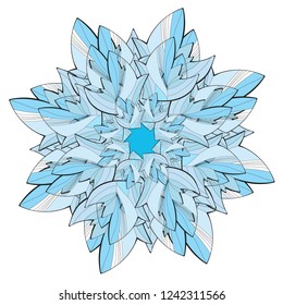Circle blue abstract element, floral pattern