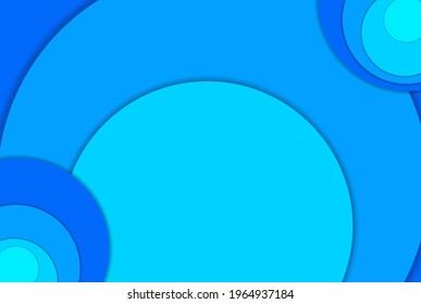 Circle Blue Abstract Landscape Vector 3D Background with Paper Cut shapes and Colorful Carving Art for Business Presentations Flyers Posters and Screen Web Wallpaper