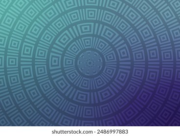 Circle blue art mandala square geometric background. vector illustration.