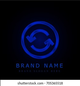 Circle blue chromium metallic logo
