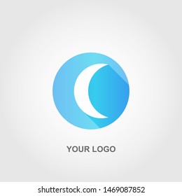 circle blue Crescent moon logo. gradation color template design vector