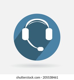 Circle blue icon with shadow. customer support avatar