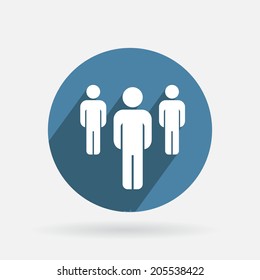 Circle blue icon with shadow. the silhouette of a man