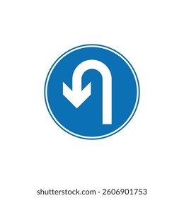 Circle Blue Mandatory, Regulatory Road Sign Vector Template