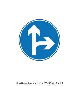 Circle Blue Mandatory, Regulatory Road Sign Vector Template