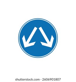 Circle Blue Mandatory, Regulatory Road Sign Vector Template