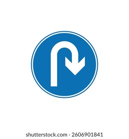 Circle Blue Mandatory, Regulatory Road Sign Vector Template