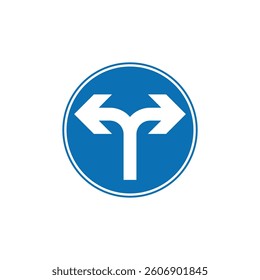 Circle Blue Mandatory, Regulatory Road Sign Vector Template