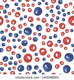 Circle Blue and Red color Beautiful Seamless Pattern. Perfect for your design, textile, pattern fills, box, posters, cards, web page background etc. Pattern under the mask. Vector.