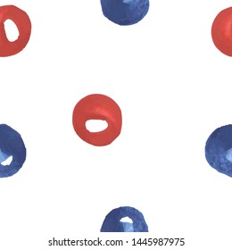 Circle Blue and Red color Geometric Seamless Pattern. Perfect for your design, textile, pattern fills, box, posters, cards, web page background etc. Pattern under the mask. Vector.