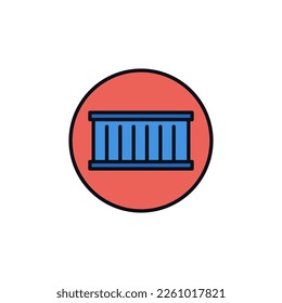 Circle with Blue Shipping Container Vektorkonzept rund um das moderne Symbol oder Zeichen