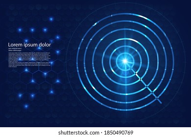 Círculo azul objetivo abstracto concepto de innovación tecnológica vector