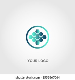 circle blue technology logo template vector