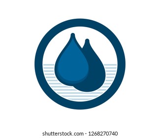 circle blue water droplets logo design