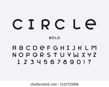 Circle bold font. Vector alphabet letters and numbers. Typeface design. 