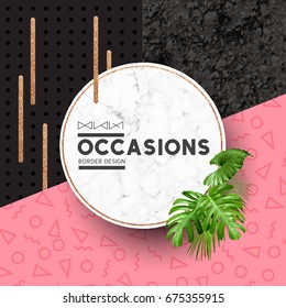 Circle Border Design featuring marble stone and various textures. Vector illustration