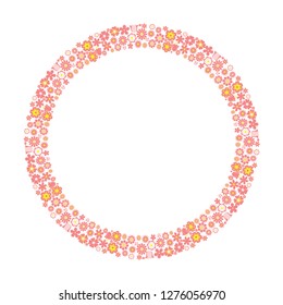 Circle border with flowers. Wreath flowers frame. Flat style vector illustration.