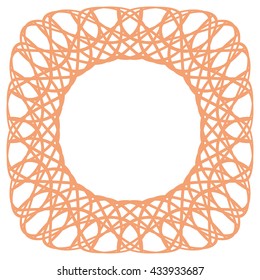 Circle border frame with delicate guilloche lace contour doily isolated on white (transparent) background. Space for invitations, promotional poster or greeting cards text. Vector illustration eps