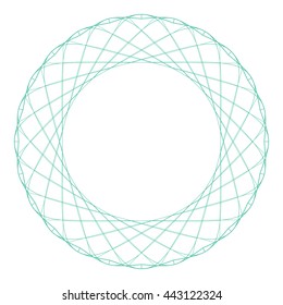 Circle border frame with delicate guilloche lace contour doily isolated on white (transparent) background. Space for invitations, promotional poster or greeting cards text. Vector illustration eps