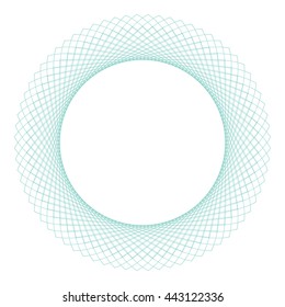 Circle border frame with delicate guilloche lace contour doily isolated on white (transparent) background. Space for invitations, promotional poster or greeting cards text. Vector illustration eps