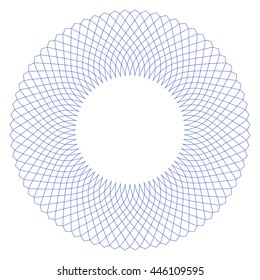 Circle border frame with delicate guilloche lace contour doily isolated on white (transparent) background. Space for invitations, promotional poster or greeting cards text. Vector illustration eps