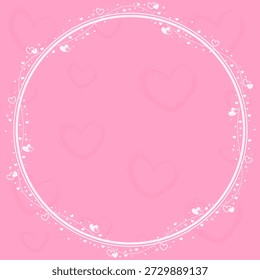 Quadro De Borda Círculo Com Fundo De Coração De Amor Rosa