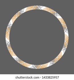 Circle borders and frames vector. Round border pattern geometric vintage frame design. Scottish tartan plaid fabric texture. Template for gift card, collage, scrapbook or photo album and portrait.
