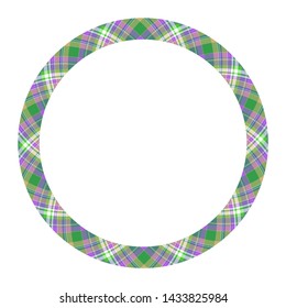 Circle borders and frames vector. Round border pattern geometric vintage frame design. Scottish tartan plaid fabric texture. Template for gift card, collage, scrapbook or photo album and portrait.
