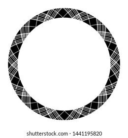Circle borders and frames vector. Round border pattern geometric vintage frame design. Scottish tartan plaid fabric texture. Template for gift card, collage, scrapbook or photo album and portrait.
