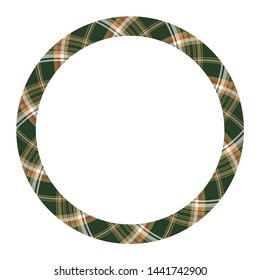 Circle borders and frames vector. Round border pattern geometric vintage frame design. Scottish tartan plaid fabric texture. Template for gift card, collage, scrapbook or photo album and portrait.
