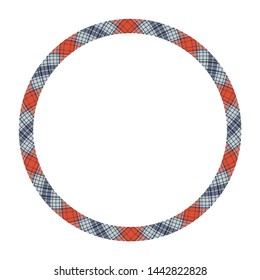 Circle borders and frames vector. Round border pattern geometric vintage frame design. Scottish tartan plaid fabric texture. Template for gift card, collage, scrapbook or photo album and portrait.
