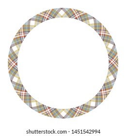 Circle borders and frames vector. Round border pattern geometric vintage frame design. Scottish tartan plaid fabric texture. Template for gift card, collage, scrapbook or photo album and portrait.
